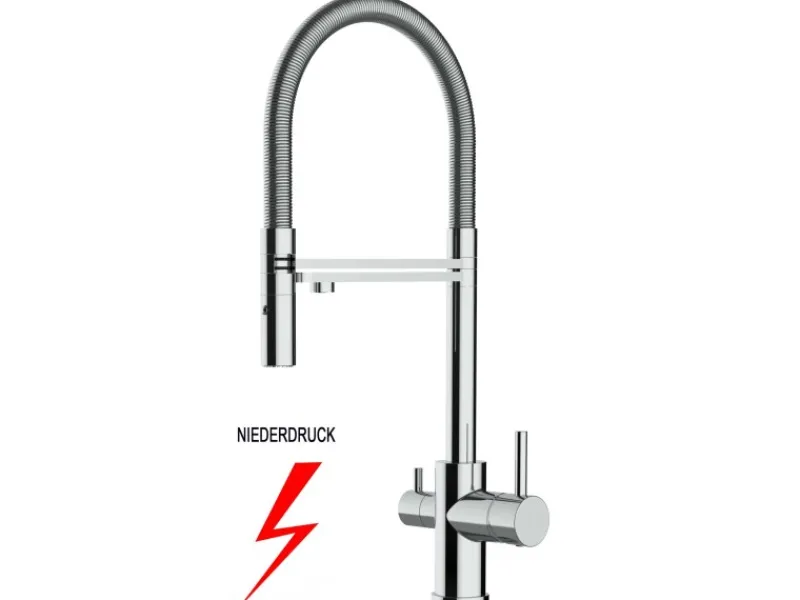 Clearance VIZIO NIEDERDRUCK 3 Wege Wasserhahn Küchenarmatur FL mit 360° Schwenkbarem Auslauf Abnehmbare 2 Strahl Handbrause Verchromt