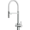 Outlet VIZIO NIEDERDRUCK 3 Wege Wasserhahn Küchenarmatur FL mit 360° Schwenkbarem Auslauf Abnehmbare 2 Strahl Handbrause Verchromt   Weiß