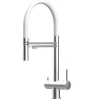 Best VIZIO NIEDERDRUCK 3 Wege Wasserhahn Küchenarmatur Edelstahl Massiv mit 360° Schwenkbarem Auslauf Abnehmbare 2 Strahl Handbrause Gebürstet   Weiß