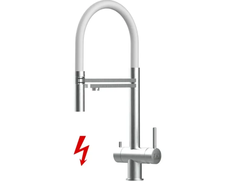 Best VIZIO NIEDERDRUCK 3 Wege Wasserhahn Küchenarmatur Edelstahl Massiv mit 360° Schwenkbarem Auslauf Abnehmbare 2 Strahl Handbrause Gebürstet Weiß