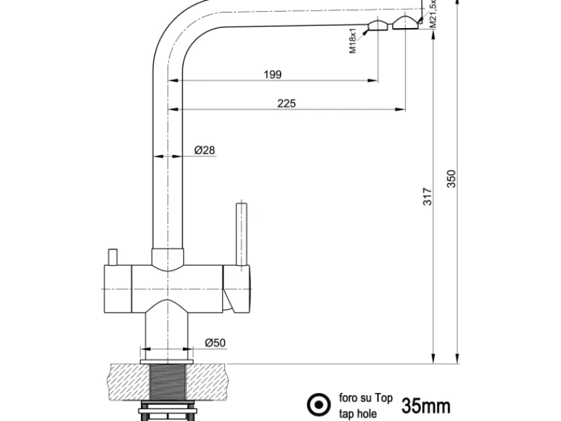 VIZIO NIEDERDRUCK 3 Wege Wasserhahn Küchenarmatur Edelstahl Massiv 360° Schwenkbarem L Auslauf Hochglanz Poliert< Einhebelmischer