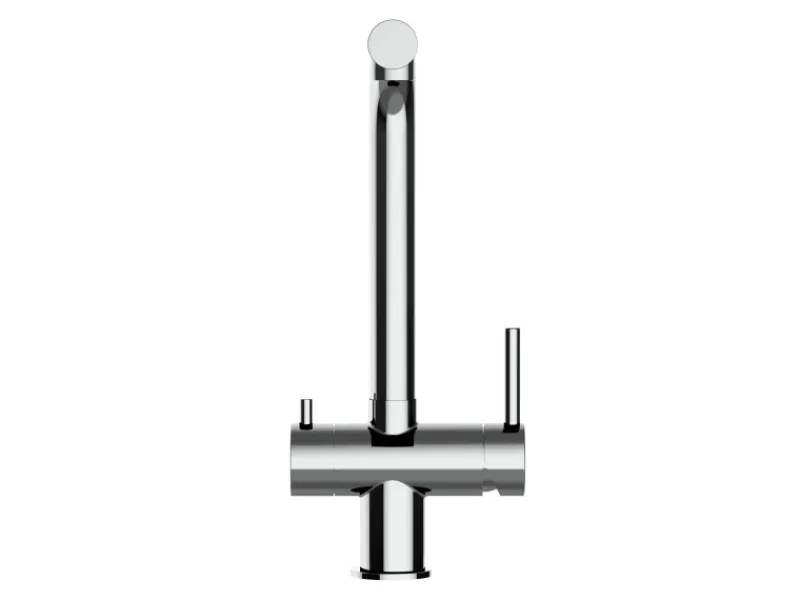 VIZIO NIEDERDRUCK 3 Wege Wasserhahn Küchenarmatur Edelstahl Massiv 360° Schwenkbarem L Auslauf Hochglanz Poliert< Einhebelmischer