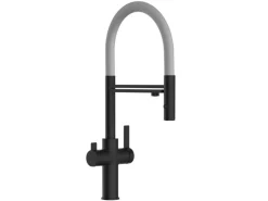 Sale VIZIO NIEDERDRUCK 3 Wege Wasserhahn Küchenarmatur FC mit 360° Schwenkbarem Auslauf Abnehmbare 2 Strahl Handbrause Schwarz Matt   Grau