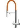 VIZIO NIEDERDRUCK 3 Wege Wasserhahn Küchenarmatur Edelstahl Massiv mit 360° Schwenkbarem Auslauf Abnehmbare 2 Strahl Handbrause Gebürstet   Orange< Einhebelmischer