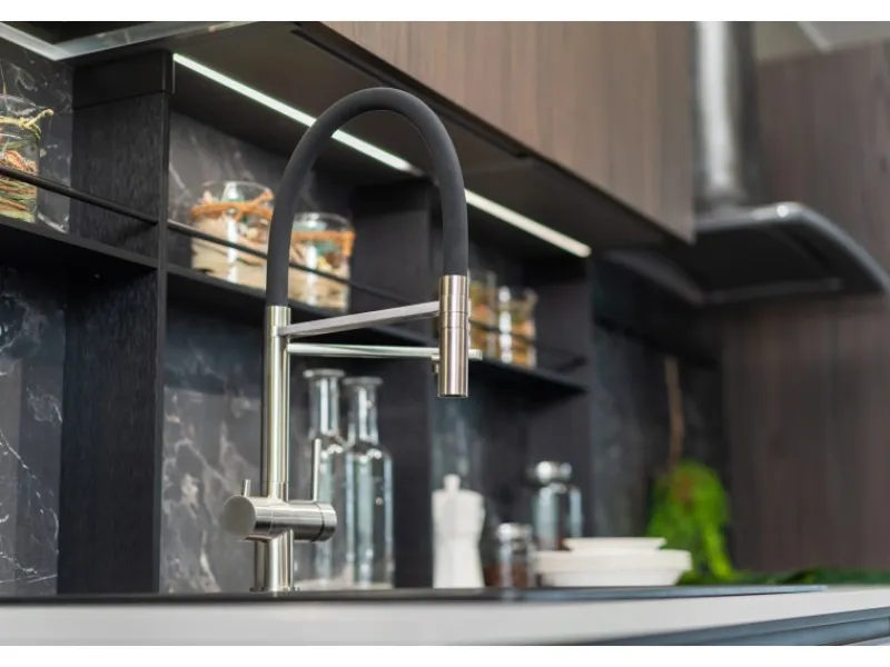 VIZIO NIEDERDRUCK 3 Wege Wasserhahn Küchenarmatur Edelstahl Massiv mit 360° Schwenkbarem Auslauf Abnehmbare 2 Strahl Handbrause Gebürstet Orange< Einhebelmischer