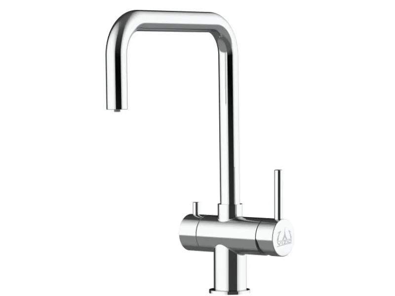 VIZIO NIEDERDRUCK 3 Wege Wasserhahn Küchenarmatur Edelstahl Massiv 360° Schwenkbarem N Auslauf Hochglanz Poliert< Einhebelmischer