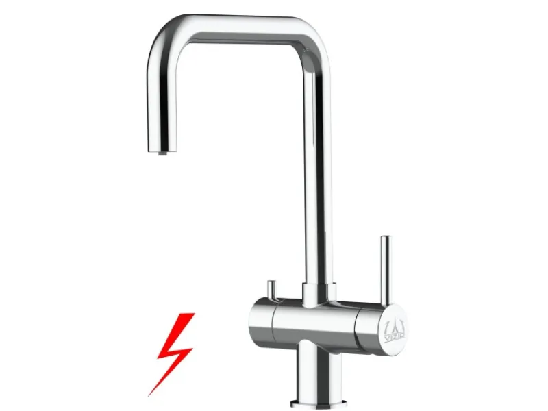 VIZIO NIEDERDRUCK 3 Wege Wasserhahn Küchenarmatur Edelstahl Massiv 360° Schwenkbarem N Auslauf Hochglanz Poliert< Einhebelmischer