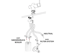 Einhebelmischer<VIZIO NIEDERDRUCK 3 Wege Wasserhahn Küchenarmatur Edelstahl Massiv mit 360° Schwenkbarem Auslauf Abnehmbare 2 Strahl Handbrause Gebürstet   Gelb