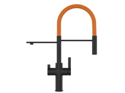 New VIZIO NIEDERDRUCK 3 Wege Wasserhahn Küchenarmatur FC mit 360° Schwenkbarem Auslauf Abnehmbare 2 Strahl Handbrause Schwarz Matt Orange