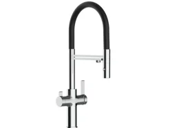 Best VIZIO NIEDERDRUCK 3 Wege Wasserhahn Küchenarmatur FC mit 360° Schwenkbarem Auslauf Abnehmbare 2 Strahl Handbrause Verchromt   Schwarz