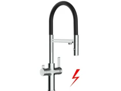 Best VIZIO NIEDERDRUCK 3 Wege Wasserhahn Küchenarmatur FC mit 360° Schwenkbarem Auslauf Abnehmbare 2 Strahl Handbrause Verchromt Schwarz
