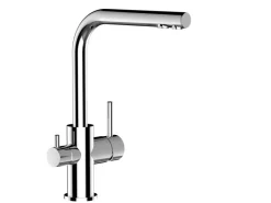 Einhebelmischer<VIZIO NIEDERDRUCK 3 Wege Wasserhahn Küchenarmatur FL mit 360° Schwenkbarem L Auslauf