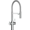 VIZIO NIEDERDRUCK 3 Wege Wasserhahn Küchenarmatur FC mit 360° Schwenkbarem Auslauf Abnehmbare 2 Strahl Handbrause Verchromt   Grau< Einhebelmischer
