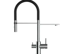 Zubehör Für Küchenarmatur<VIZIO NIEDERDRUCK 3 Wege Wasserhahn Küchenarmatur FL mit 360° Schwenkbarem Auslauf Abnehmbare 2 Strahl Handbrause Verchromt Schwarz