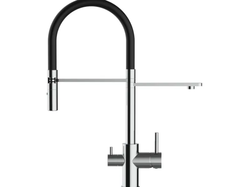 Zubehör Für Küchenarmatur<VIZIO NIEDERDRUCK 3 Wege Wasserhahn Küchenarmatur FL mit 360° Schwenkbarem Auslauf Abnehmbare 2 Strahl Handbrause Verchromt Schwarz