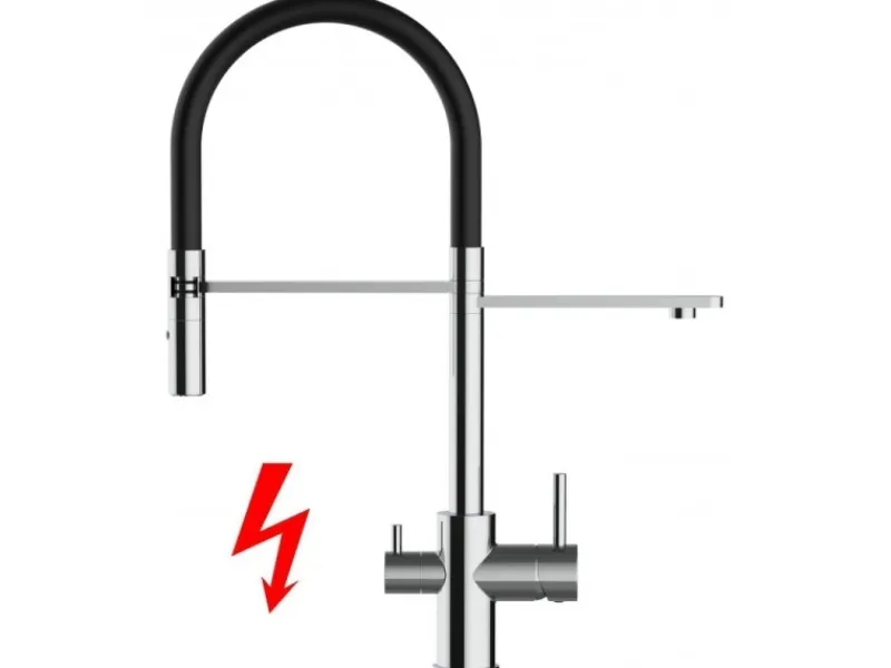 Zubehör Für Küchenarmatur<VIZIO NIEDERDRUCK 3 Wege Wasserhahn Küchenarmatur FL mit 360° Schwenkbarem Auslauf Abnehmbare 2 Strahl Handbrause Verchromt Schwarz