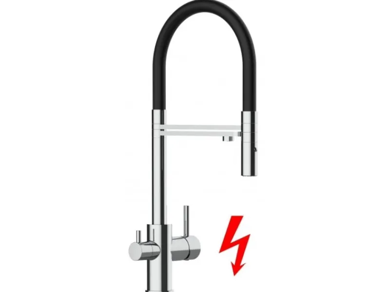 Zubehör Für Küchenarmatur<VIZIO NIEDERDRUCK 3 Wege Wasserhahn Küchenarmatur FL mit 360° Schwenkbarem Auslauf Abnehmbare 2 Strahl Handbrause Verchromt Schwarz