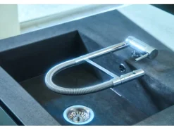 Einhebelmischer<VIZIO NIEDERDRUCK Wasserhahn Vorfenster Küchenarmatur Umklappbar 6 CM mit 360° Schwenkbarem Auslauf Abnehmbare 2 Strahl Handbrause Verchromt Rot