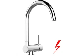 VIZIO Niederdruck Wasserhahn Vorfenster Küchenarmatur Umklappbar 6 CM mit 360° Schwenkbarem U Auslauf Verchromt< Einhebelmischer