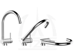 VIZIO Niederdruck Wasserhahn Vorfenster Küchenarmatur Umklappbar 6 CM mit 360° Schwenkbarem U Auslauf Verchromt< Einhebelmischer