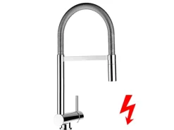 VIZIO Niederdruck Wasserhahn Vorfenster Küchenarmatur Umklappbar 6 CM mit 360° Schwenkbarem Auslauf Abnehmbare 2 Strahl Handbrause Verchromt< Einhebelmischer