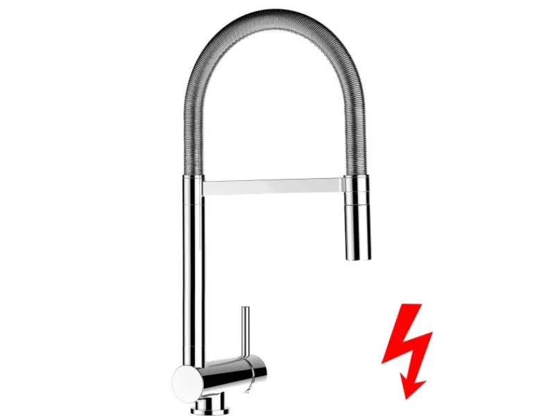 VIZIO Niederdruck Wasserhahn Vorfenster Küchenarmatur Umklappbar 6 CM mit 360° Schwenkbarem Auslauf Abnehmbare 2 Strahl Handbrause Verchromt< Einhebelmischer