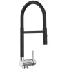 Einhebelmischer<VIZIO NIEDERDRUCK Wasserhahn Vorfenster Küchenarmatur Umklappbar 6 CM 360° Schwenkbarem Auslauf Abnehmbare 2 Strahl Brause Chrom   Schwarz Matt