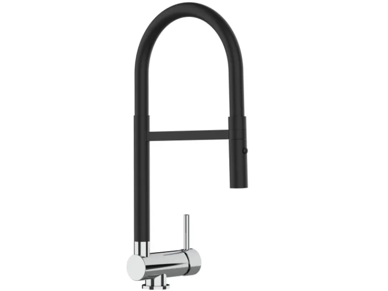 Einhebelmischer<VIZIO NIEDERDRUCK Wasserhahn Vorfenster Küchenarmatur Umklappbar 6 CM 360° Schwenkbarem Auslauf Abnehmbare 2 Strahl Brause Chrom Schwarz Matt