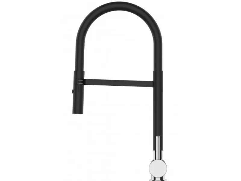 Einhebelmischer<VIZIO NIEDERDRUCK Wasserhahn Vorfenster Küchenarmatur Umklappbar 6 CM 360° Schwenkbarem Auslauf Abnehmbare 2 Strahl Brause Chrom Schwarz Matt