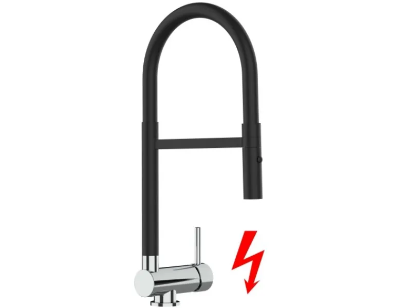 Einhebelmischer<VIZIO NIEDERDRUCK Wasserhahn Vorfenster Küchenarmatur Umklappbar 6 CM 360° Schwenkbarem Auslauf Abnehmbare 2 Strahl Brause Chrom Schwarz Matt