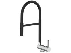 Einhebelmischer<VIZIO NIEDERDRUCK Wasserhahn Vorfenster Küchenarmatur Umklappbar 6 CM 360° Schwenkbarem Auslauf Abnehmbare 2 Strahl Brause Chrom Schwarz Matt