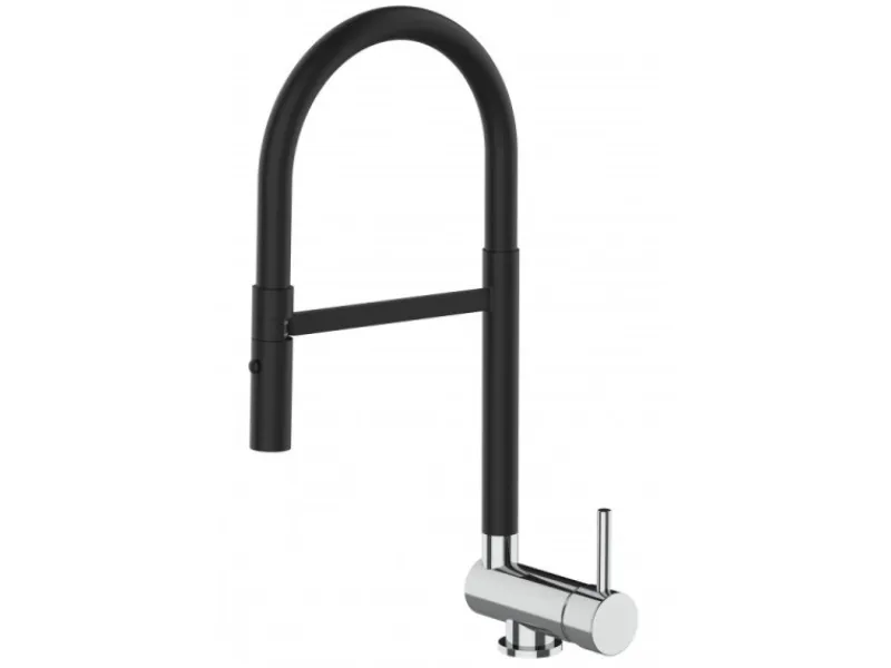 Einhebelmischer<VIZIO NIEDERDRUCK Wasserhahn Vorfenster Küchenarmatur Umklappbar 6 CM 360° Schwenkbarem Auslauf Abnehmbare 2 Strahl Brause Chrom Schwarz Matt