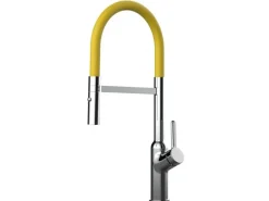 Einhebelmischer<VIZIO Wasserhahn Küchenarmatur BOD mit 360° Schwenkbarem Auslauf Abnehmbare 2 Strahl Handbrause Verchromt   Gelb