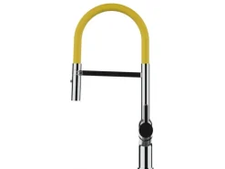 Einhebelmischer<VIZIO Wasserhahn Küchenarmatur BOD mit 360° Schwenkbarem Auslauf Abnehmbare 2 Strahl Handbrause Verchromt Gelb