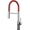 Einhebelmischer<VIZIO Wasserhahn Küchenarmatur BOD mit 360° Schwenkbarem Auslauf Abnehmbare 2 Strahl Handbrause Verchromt   Rot