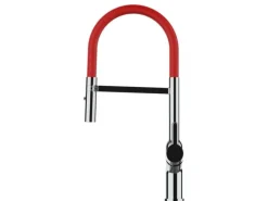Einhebelmischer<VIZIO Wasserhahn Küchenarmatur BOD mit 360° Schwenkbarem Auslauf Abnehmbare 2 Strahl Handbrause Verchromt Rot