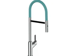 VIZIO Wasserhahn Küchenarmatur BOD mit 360° Schwenkbarem Auslauf Abnehmbare 2 Strahl Handbrause Verchromt   Türkis< Einhebelmischer