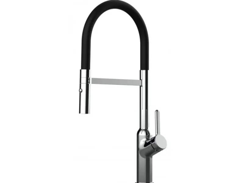 Outlet VIZIO Wasserhahn Küchenarmatur BOD mit 360° Schwenkbarem Auslauf Abnehmbare 2 Strahl Handbrause Verchromt Schwarz
