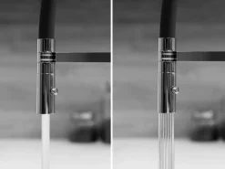 Outlet VIZIO Wasserhahn Küchenarmatur BOD mit 360° Schwenkbarem Auslauf Abnehmbare 2 Strahl Handbrause Verchromt   Schwarz
