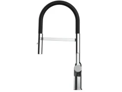 Outlet VIZIO Wasserhahn Küchenarmatur BOD mit 360° Schwenkbarem Auslauf Abnehmbare 2 Strahl Handbrause Verchromt Schwarz