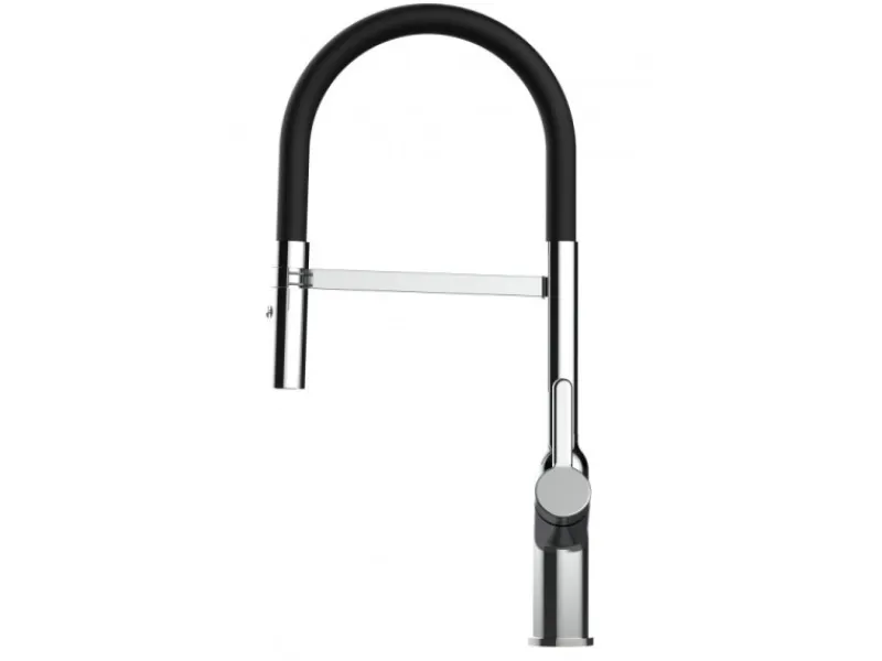 Outlet VIZIO Wasserhahn Küchenarmatur BOD mit 360° Schwenkbarem Auslauf Abnehmbare 2 Strahl Handbrause Verchromt Schwarz