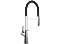 Outlet VIZIO Wasserhahn Küchenarmatur BOD mit 360° Schwenkbarem Auslauf Abnehmbare 2 Strahl Handbrause Verchromt Schwarz