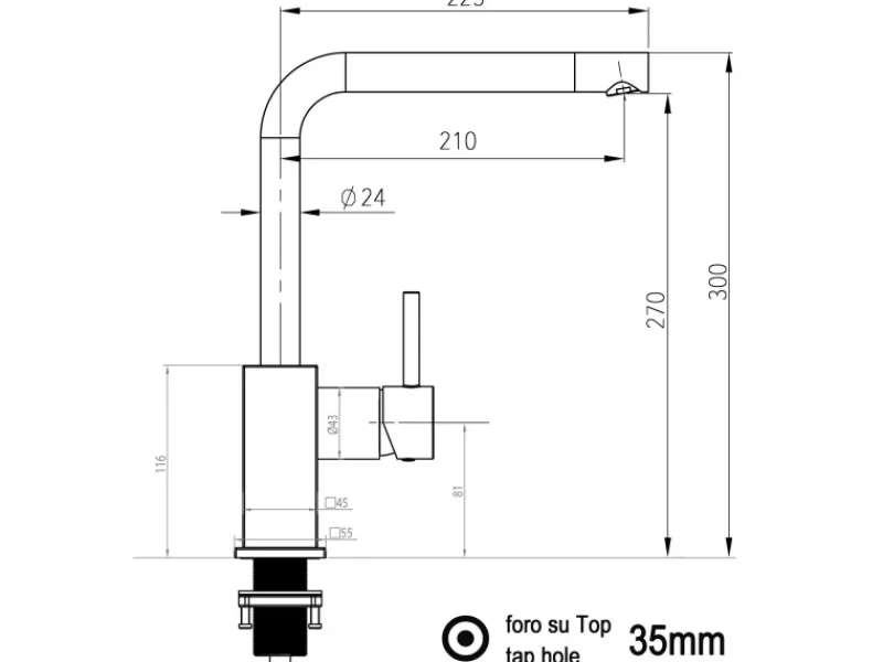 VIZIO Wasserhahn Küchenarmatur QU mit 360° Schwenkbarem L Auslauf Verchromt< Einhebelmischer