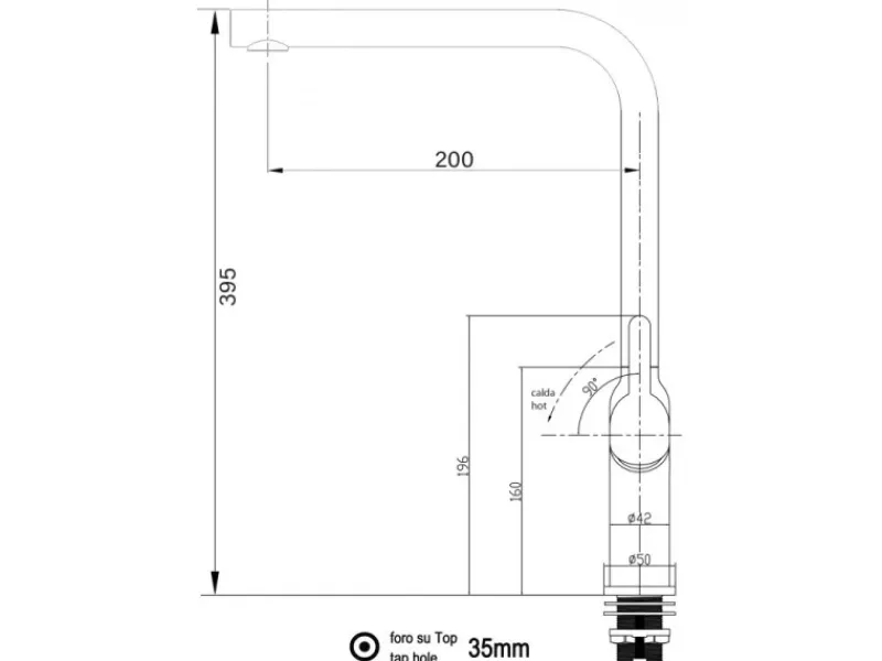 VIZIO Wasserhahn Küchenarmatur BOD mit 360° Schwenkbarem L Auslauf Verchromt Schwarz Granit< Einhebelmischer