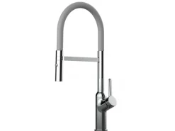 Einhebelmischer<VIZIO Wasserhahn Küchenarmatur BOD mit 360° Schwenkbarem Auslauf Abnehmbare 2 Strahl Handbrause Verchromt   Grau