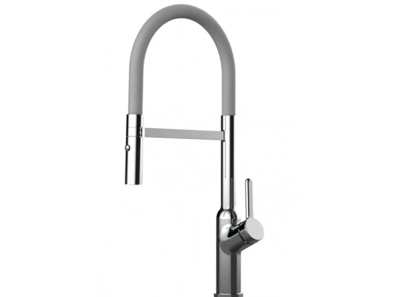 Einhebelmischer<VIZIO Wasserhahn Küchenarmatur BOD mit 360° Schwenkbarem Auslauf Abnehmbare 2 Strahl Handbrause Verchromt Grau