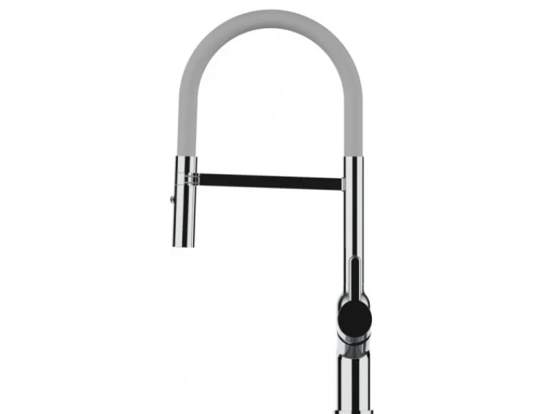 Einhebelmischer<VIZIO Wasserhahn Küchenarmatur BOD mit 360° Schwenkbarem Auslauf Abnehmbare 2 Strahl Handbrause Verchromt Grau