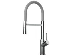 Einhebelmischer<VIZIO Wasserhahn Küchenarmatur BOD mit 360° Schwenkbarem Auslauf Abnehmbare 2 Strahl Handbrause Verchromt Grau