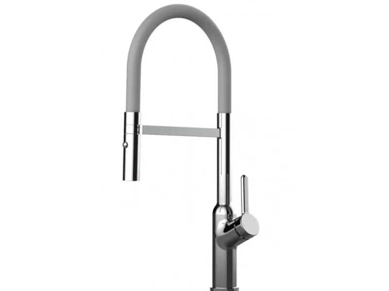 Einhebelmischer<VIZIO Wasserhahn Küchenarmatur BOD mit 360° Schwenkbarem Auslauf Abnehmbare 2 Strahl Handbrause Verchromt Grau