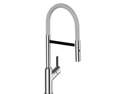 Einhebelmischer<VIZIO Wasserhahn Küchenarmatur BOD mit 360° Schwenkbarem Auslauf Abnehmbare 2 Strahl Handbrause Verchromt Grau